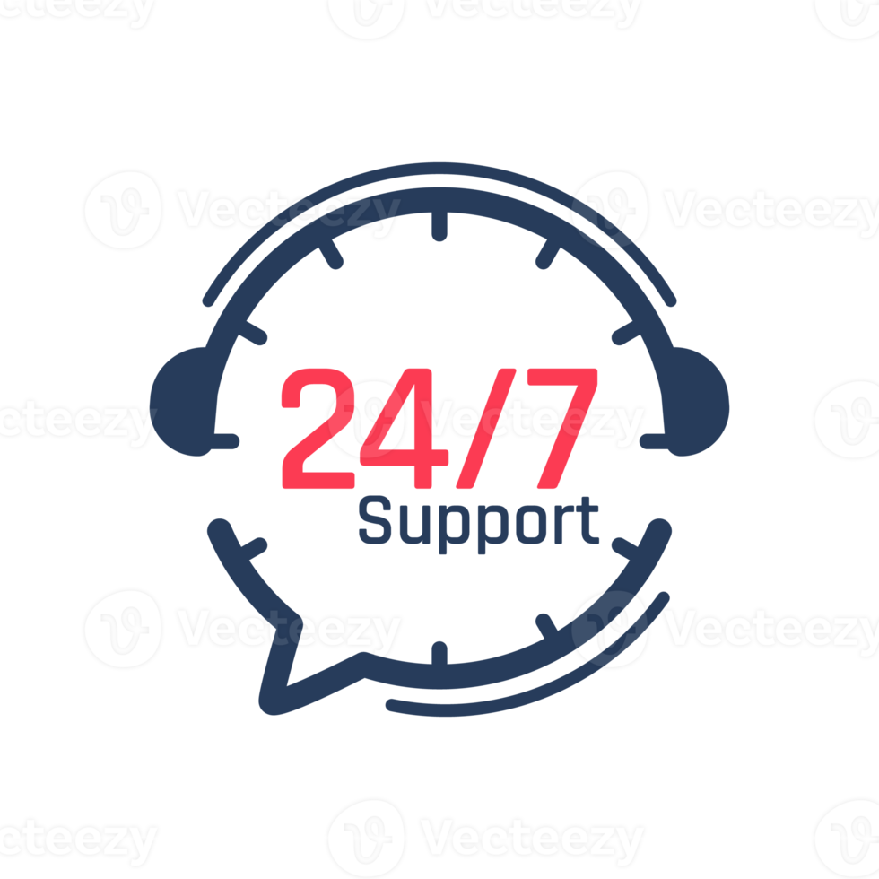 24 hour service icon.Headphone Talk Support over the phone to consult customer problems. png
