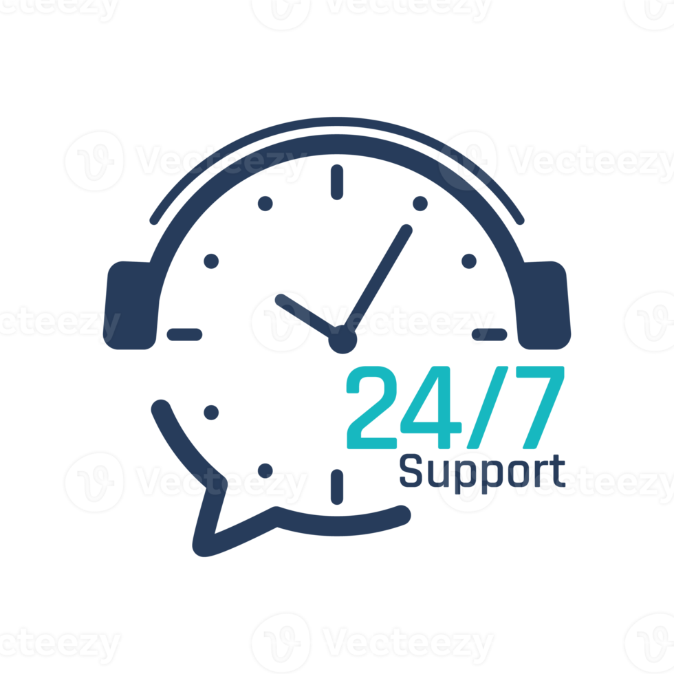 24 hour service icon.Headphone Talk Support over the phone to consult customer problems. png