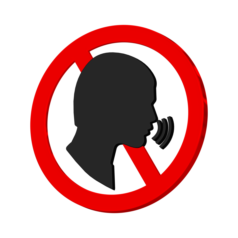 No Shouting 3D Icon, No Loud Speak Sign, 3D Rendering png