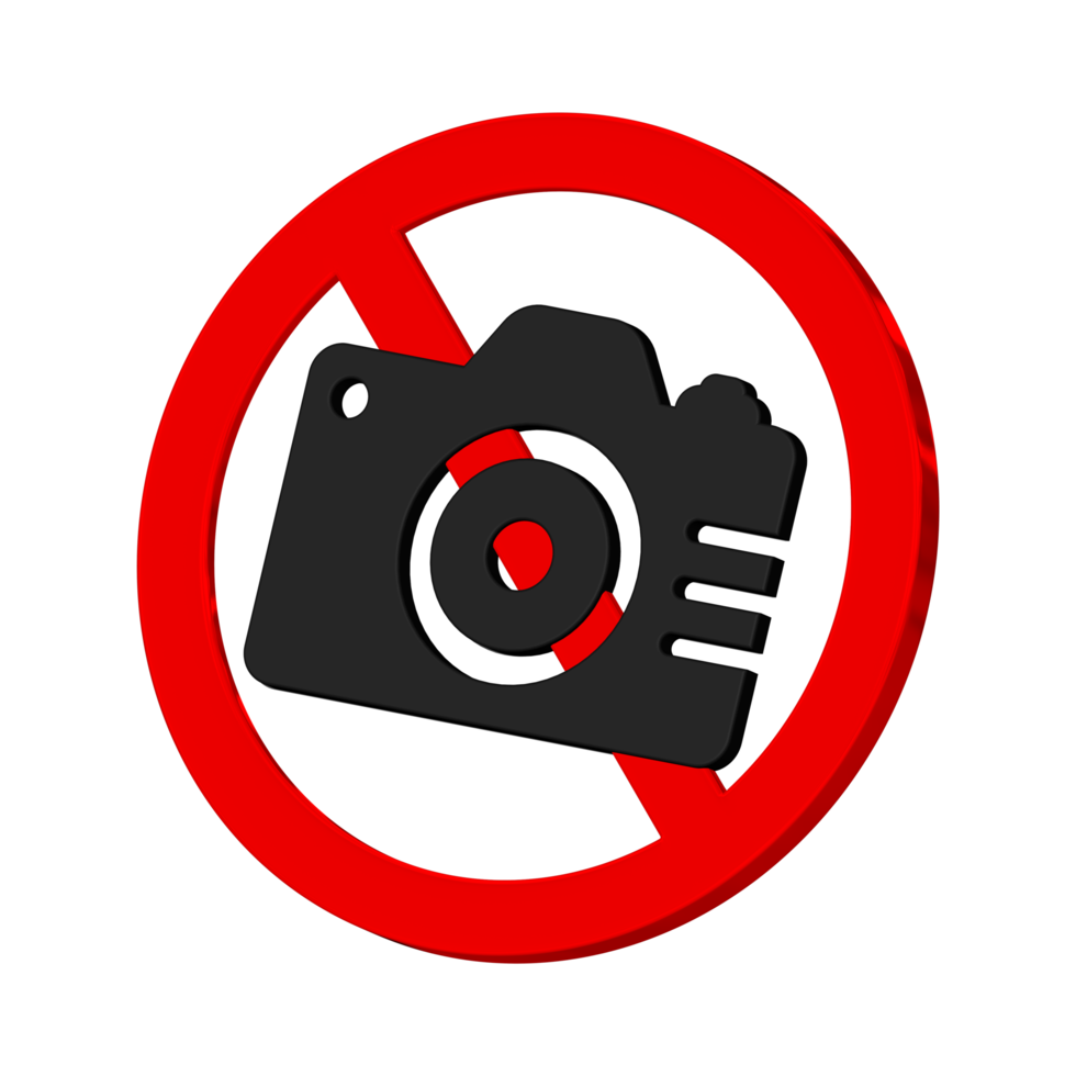 No Photos or Video Allowed Sign 3D Rendering, No Camera Use png
