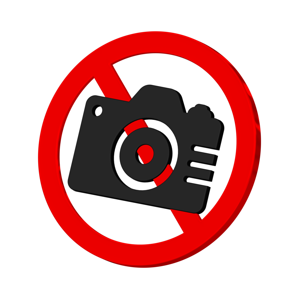 no fotografie o video permesso cartello 3d rendering, no telecamera uso png