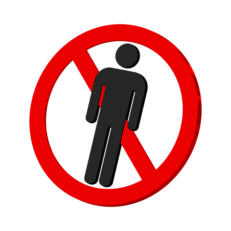 No Men Allowed 3D Icon, No Male Sign, 3D Rendering png