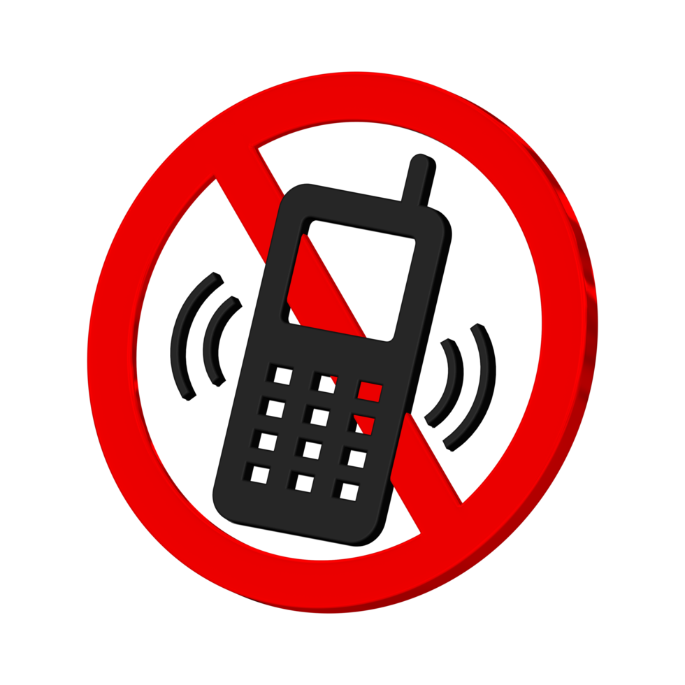 No Mobile Phones 3D Icon, Use of Cell Phone is Prohibited, 3D Rendering png