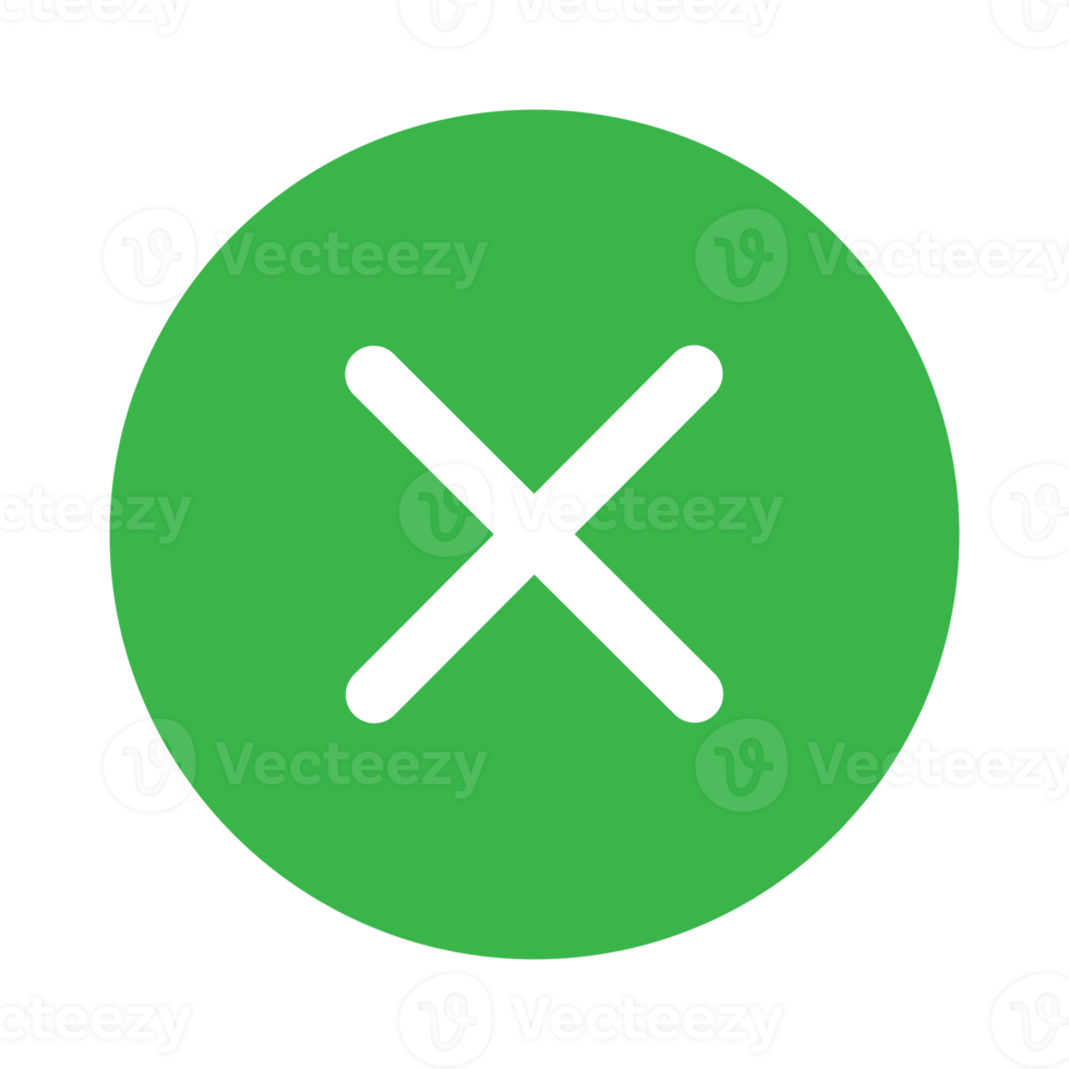 Green cancel icon in round shape png