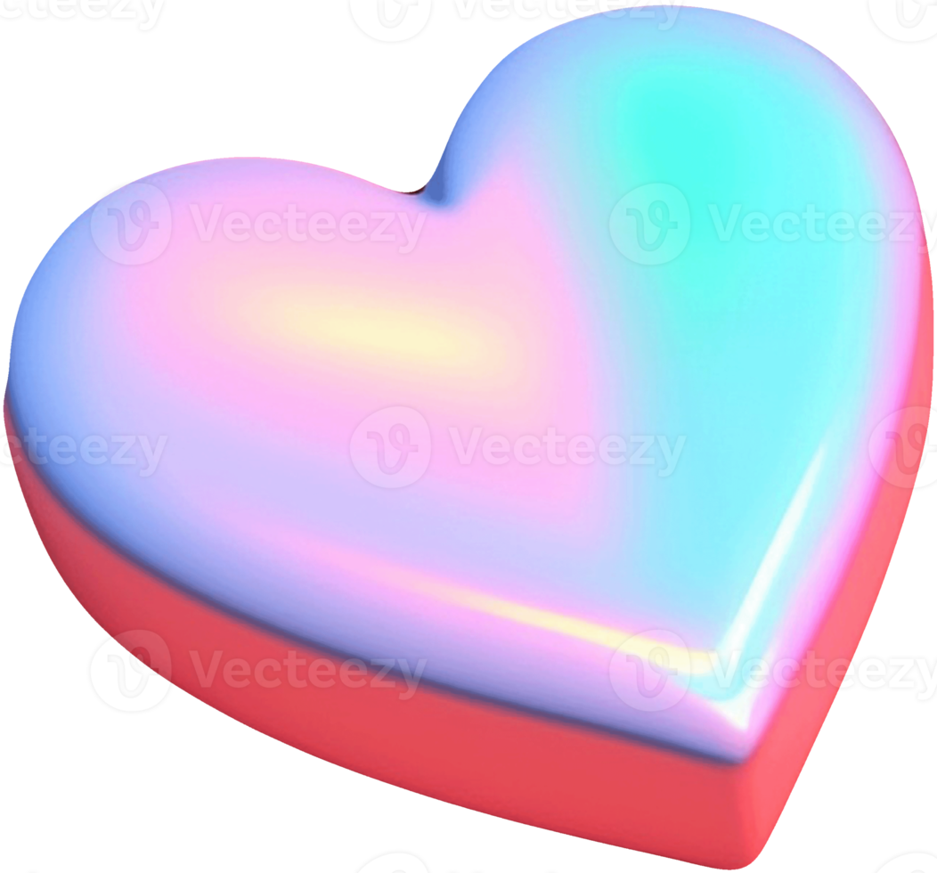 ilustración de corazón 3d brillante y brillante png