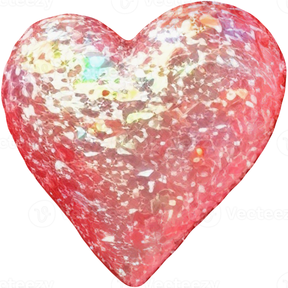 Sparkling and glitter 3d heart illustration png