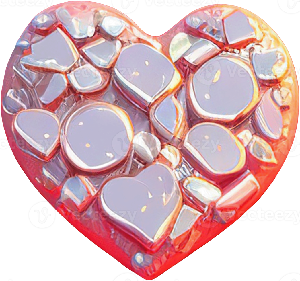 Sparkling and glitter 3d heart illustration png