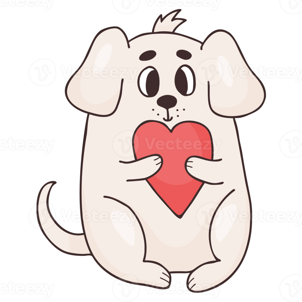 sticker. Cute dog with heart png