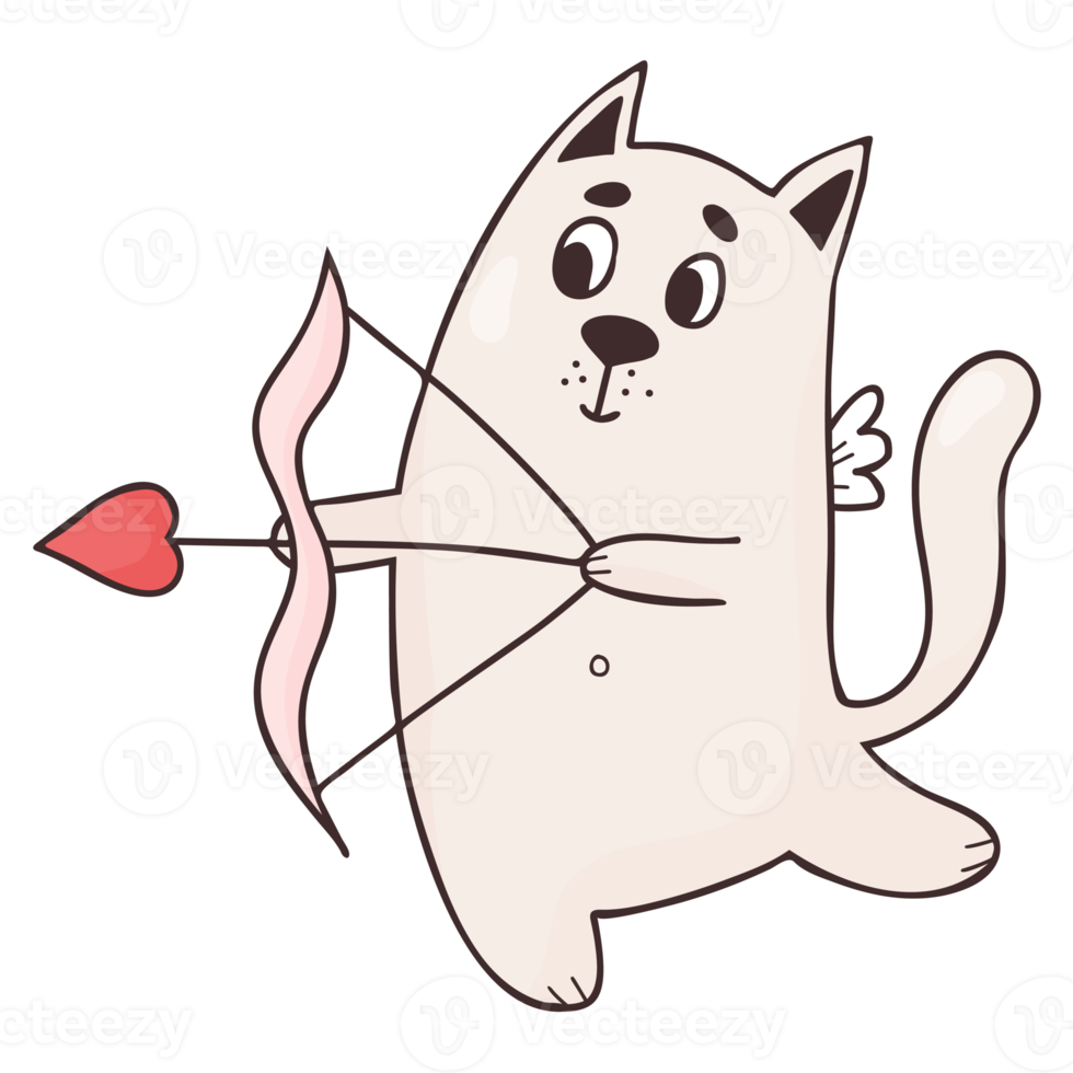 Cute cupid cat. sticker png