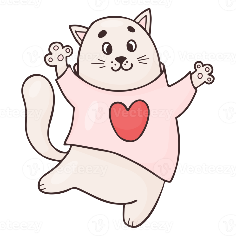 Cute cat in romantic sweater. sticker png