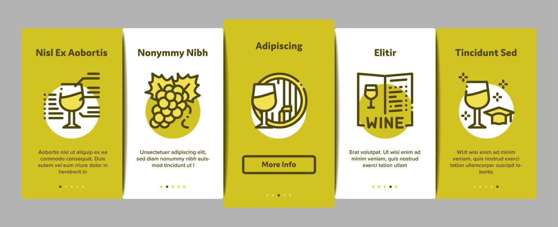 Sommelier Wine Tasting Onboarding Elements Icons Set Vector