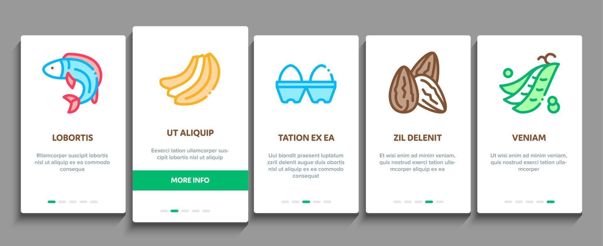 Protein Food Nutrition Onboarding Elements Icons Set Vector