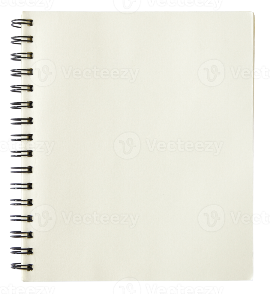 blank spiral notebook isolated with clipping path for mockup png