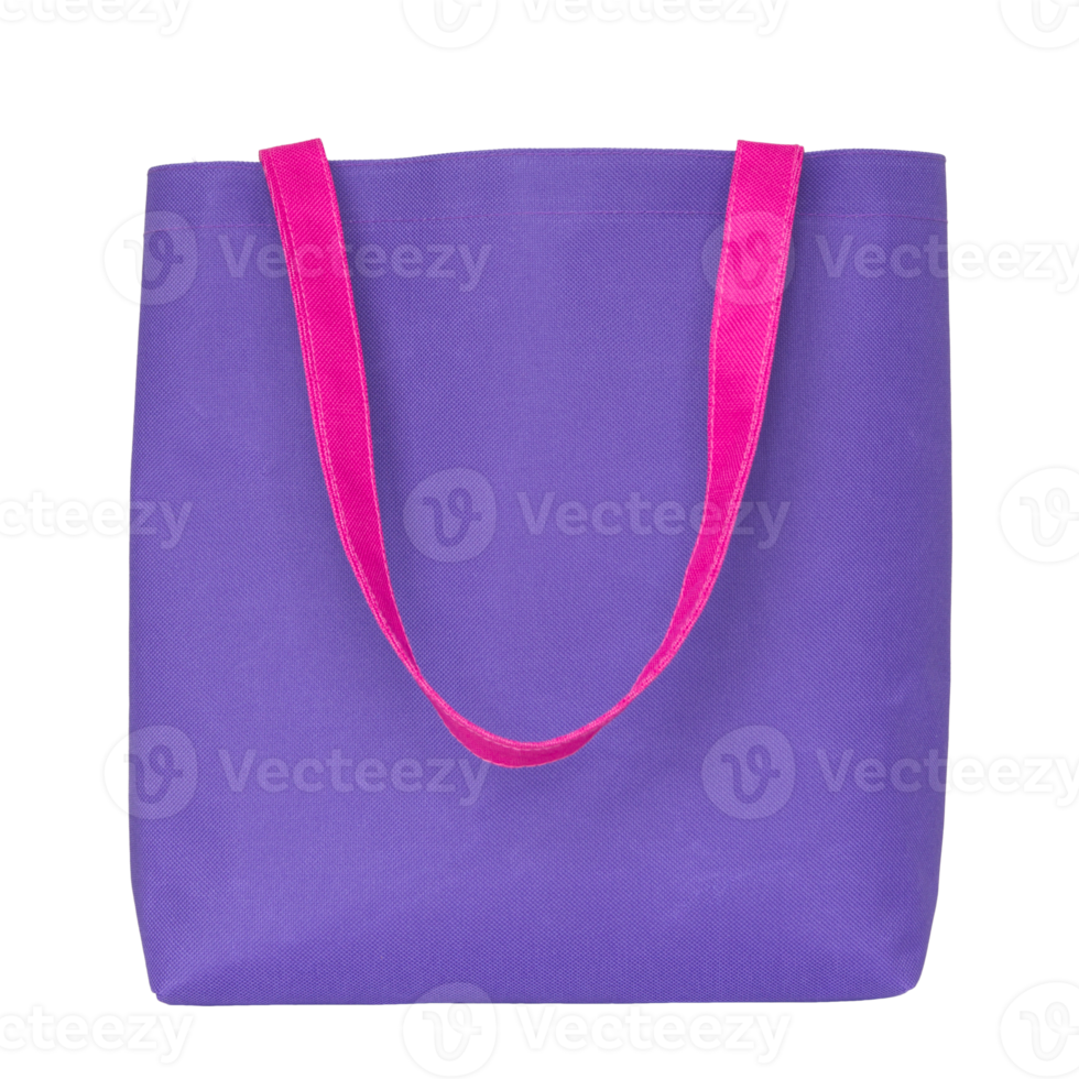 Blue shopping fabric bag isolated with clipping path for mockup png