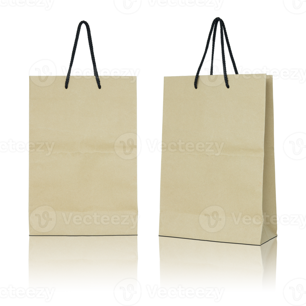 Brown paper bag isolated with reflect floor for mockup 17350473 PNG