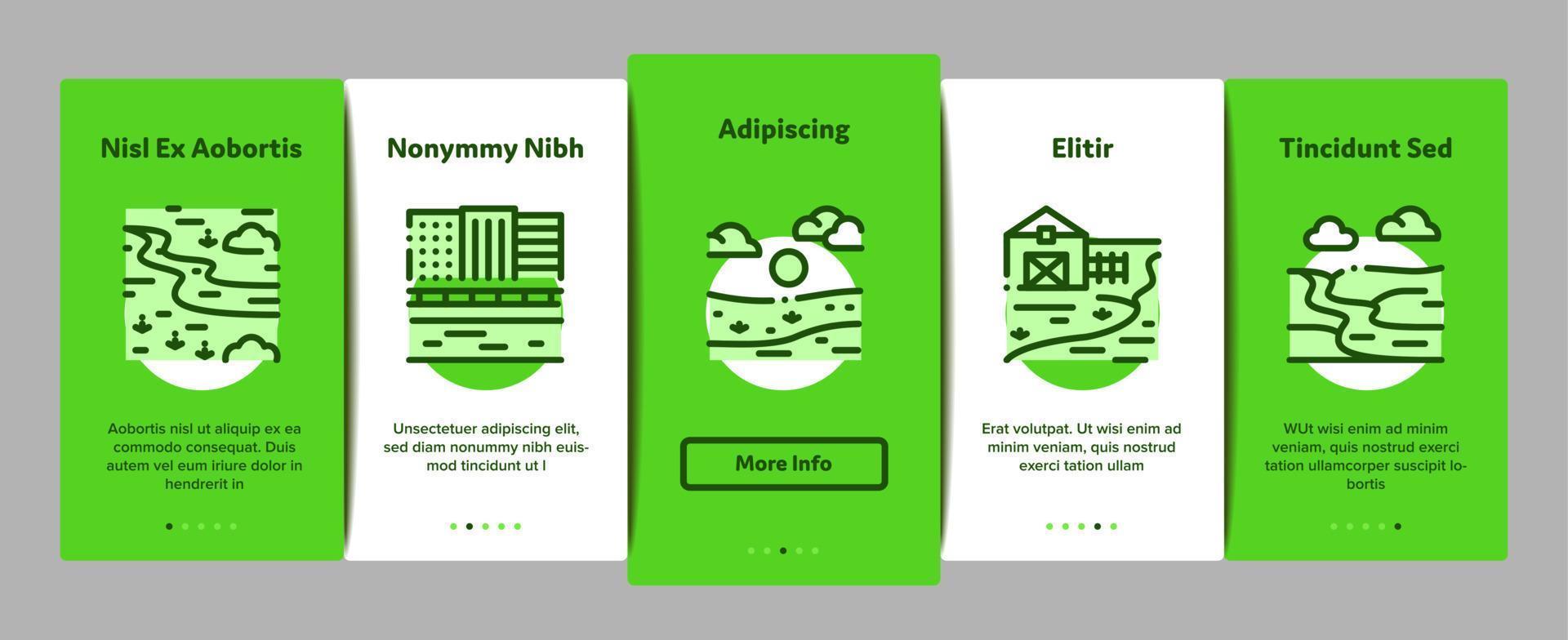 River Landscape Onboarding Elements Icons Set Vector