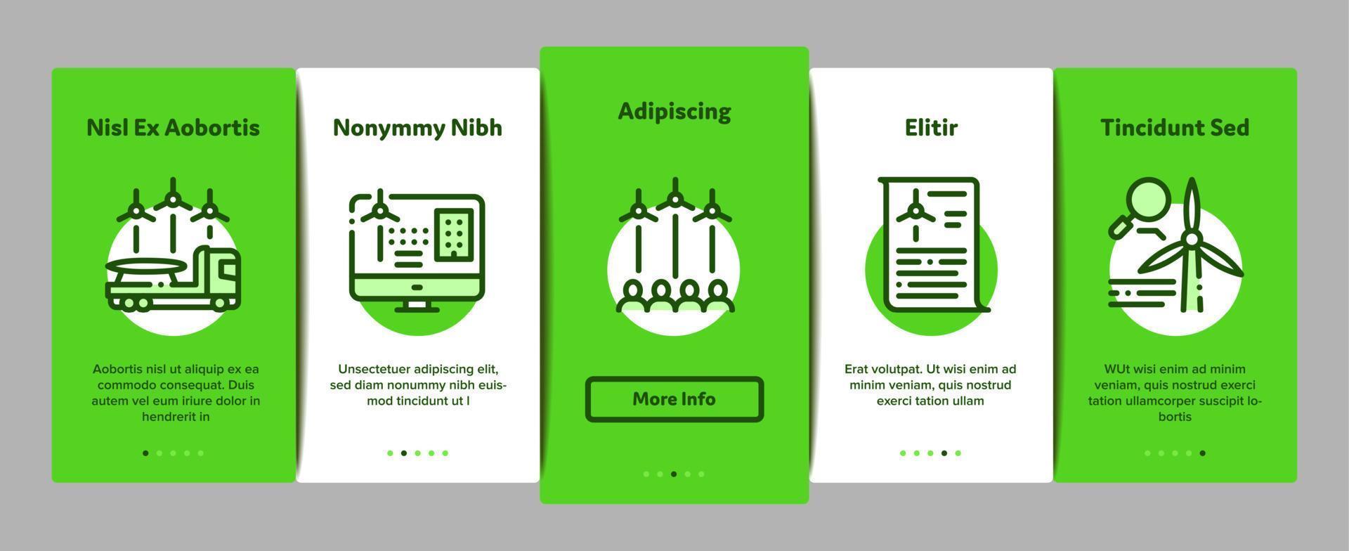 Wind Energy Technicians Onboarding Elements Icons Set Vector