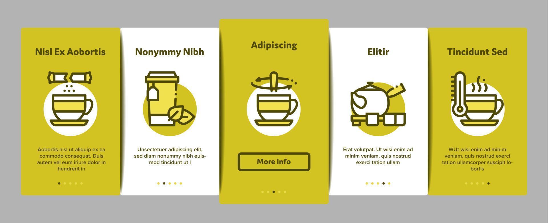 Tea Ceremony Tradition Onboarding Elements Icons Set Vector