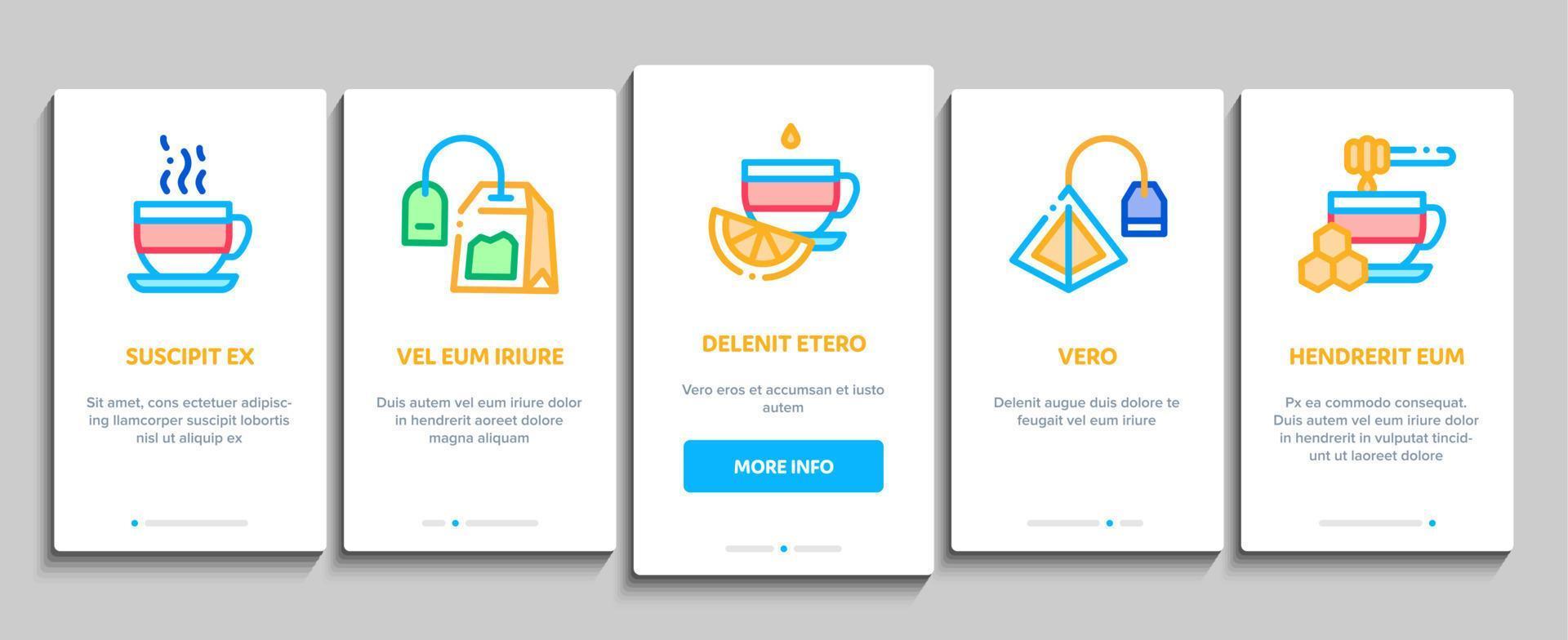 Tea Ceremony Tradition Onboarding Elements Icons Set Vector