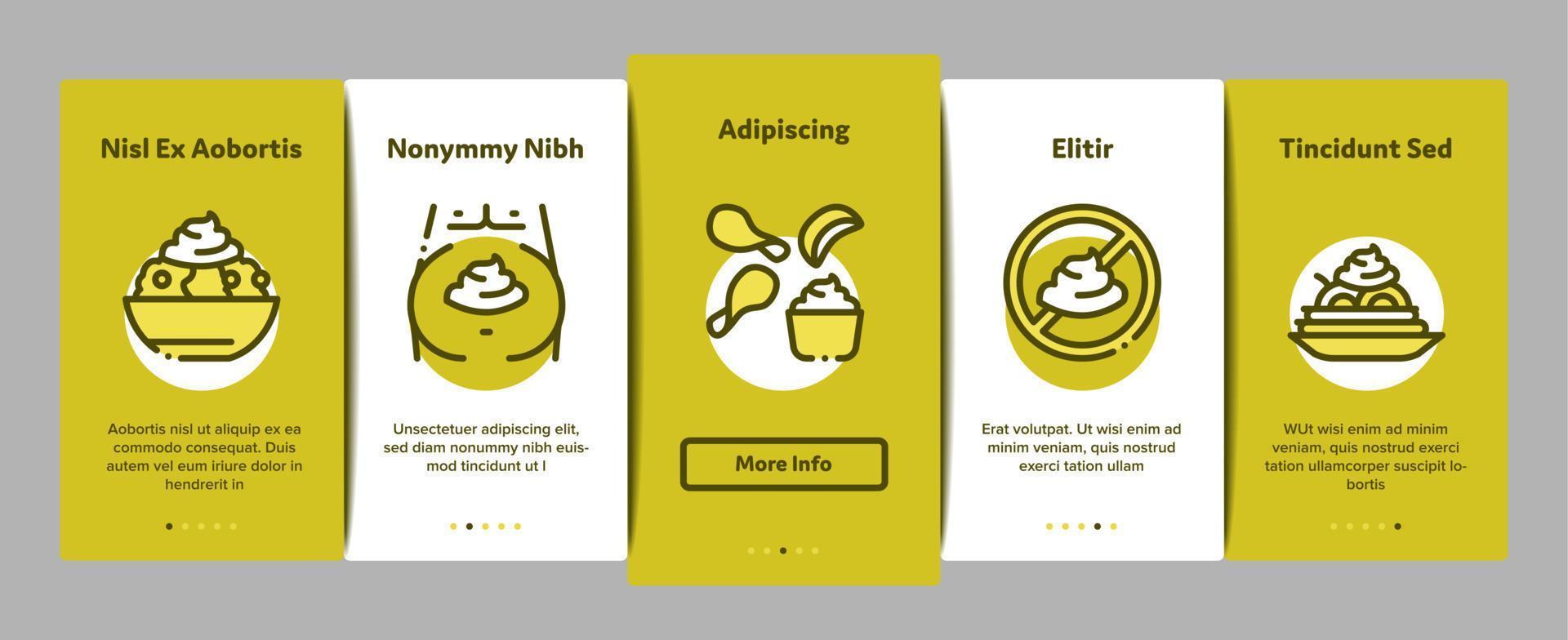 Mayonnaise Spice Sauce Onboarding Elements Icons Set Vector