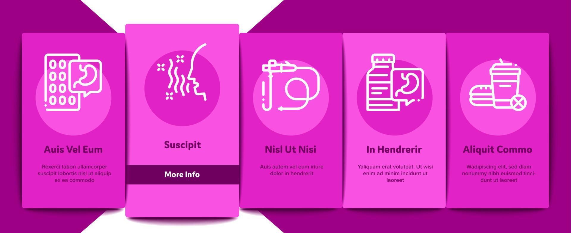 Gastroenterology And Hepatology Onboarding Elements Icons Set Vector