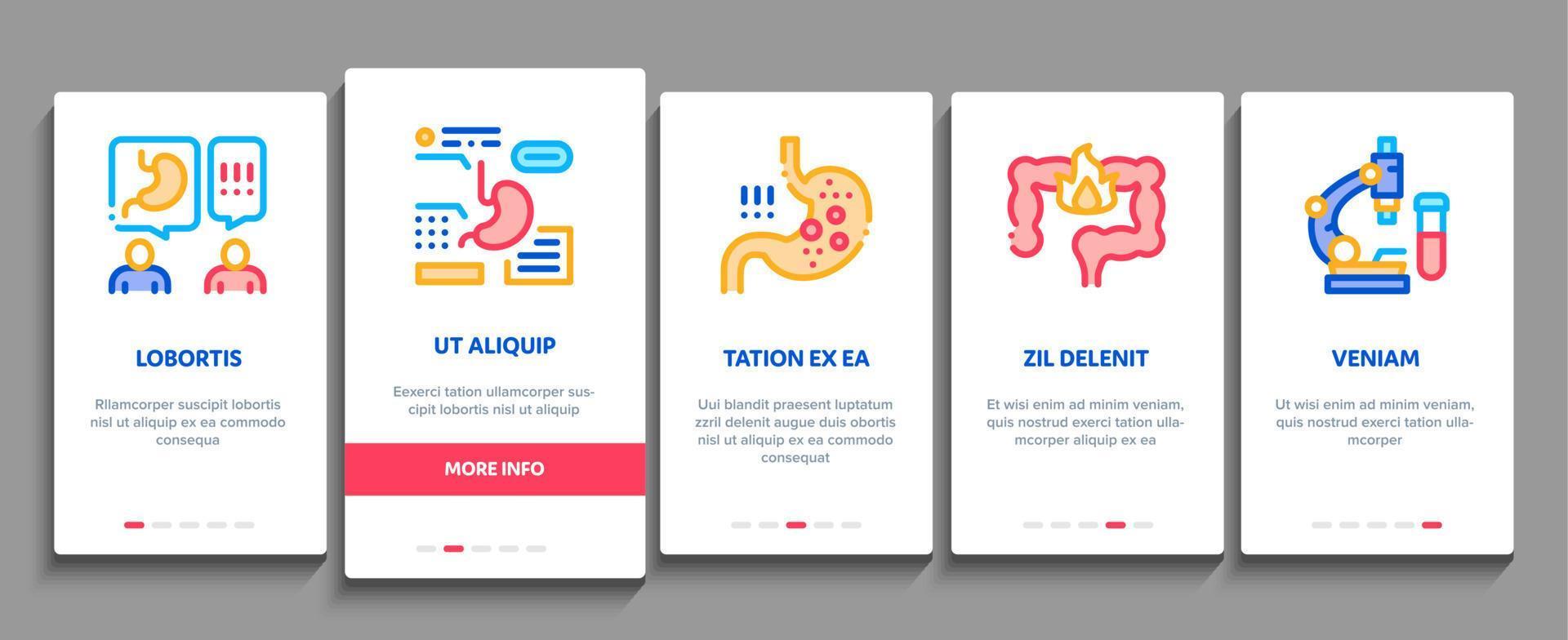 Gastroenterology And Hepatology Onboarding Elements Icons Set Vector