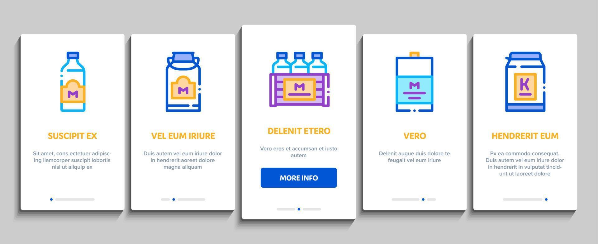 Dairy Drink And Food Onboarding Elements Icons Set Vector