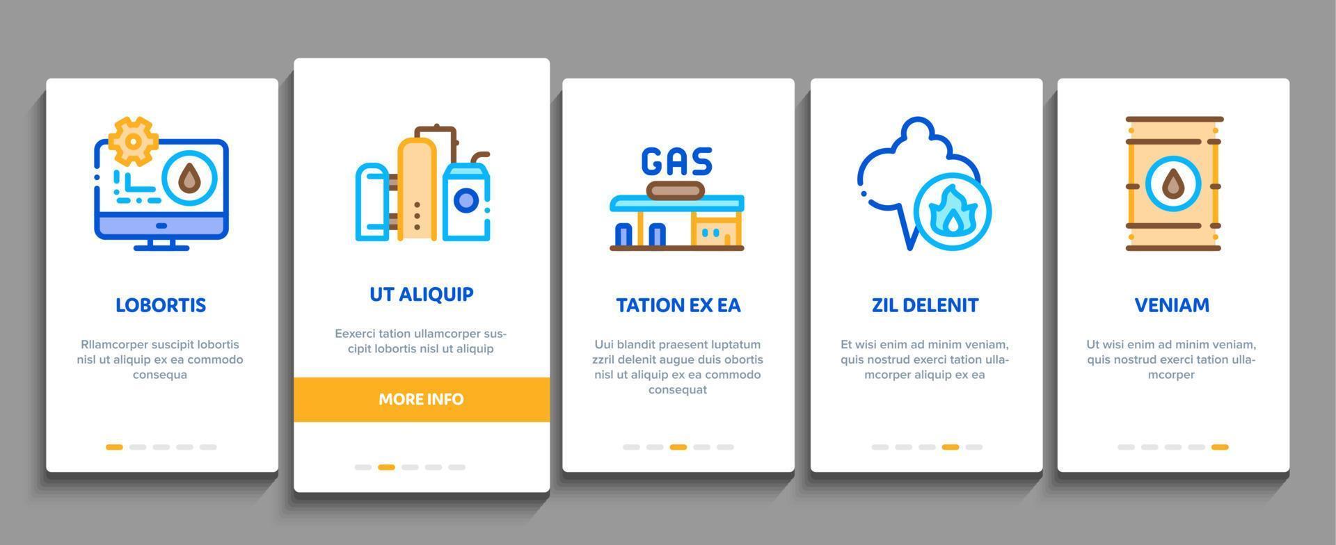 conjunto de iconos de elementos de incorporación de la industria de combustible de gas vector