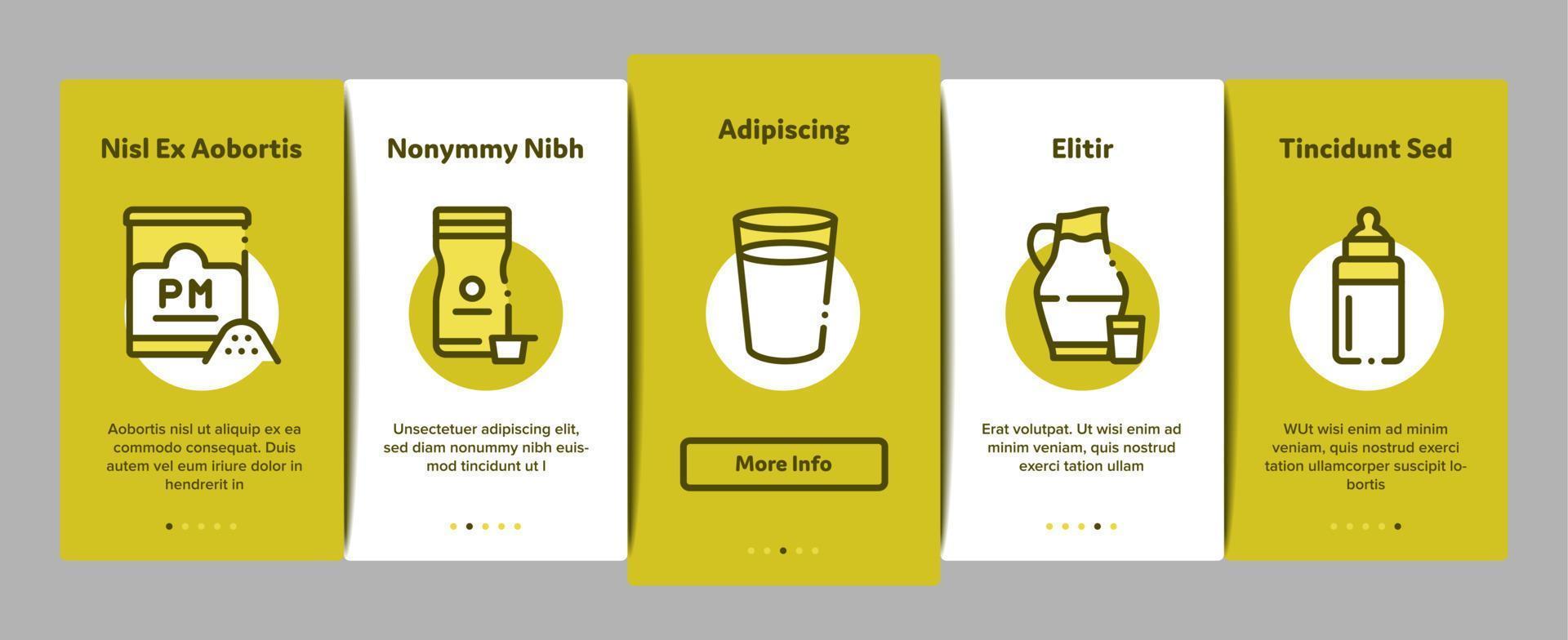 conjunto de iconos de elementos de incorporación de alimentos y bebidas lácteas vector