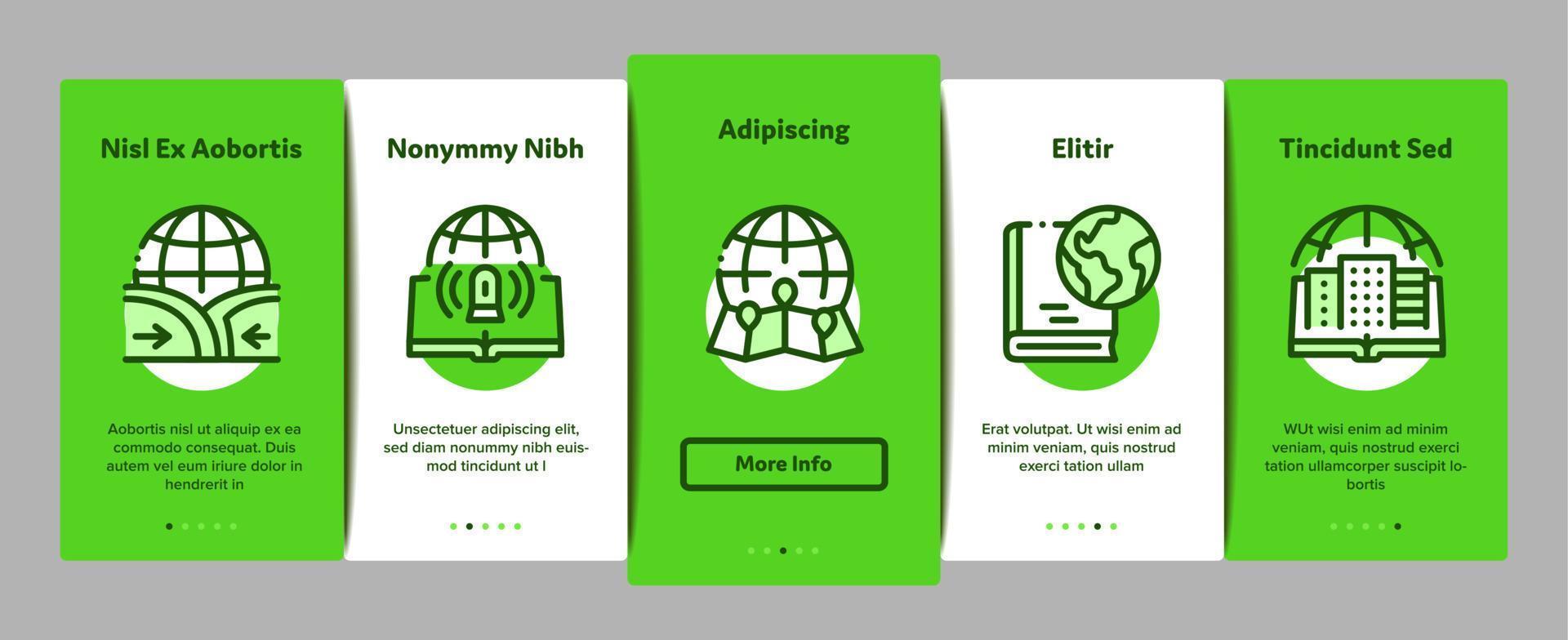 Geography Education Onboarding Elements Icons Set Vector