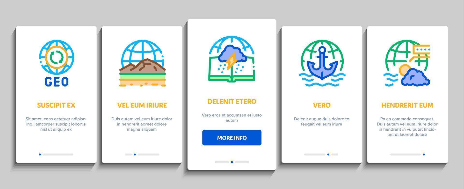 Geography Education Onboarding Elements Icons Set Vector