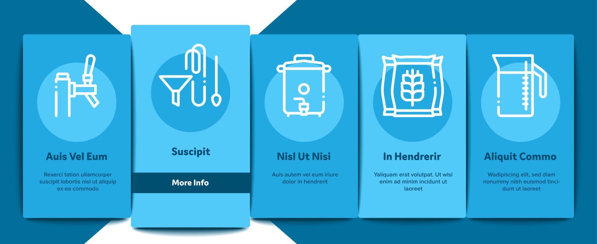 Home Brewing Beer Onboarding Elements Icons Set Vector