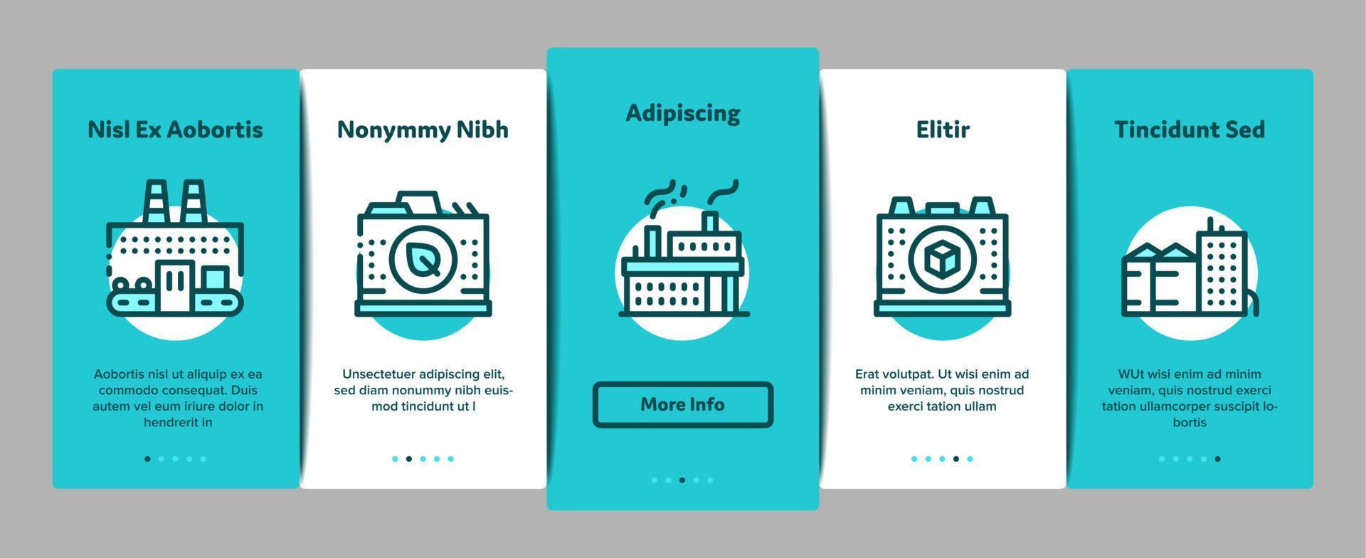 Factory Industrial Onboarding Elements Icons Set Vector
