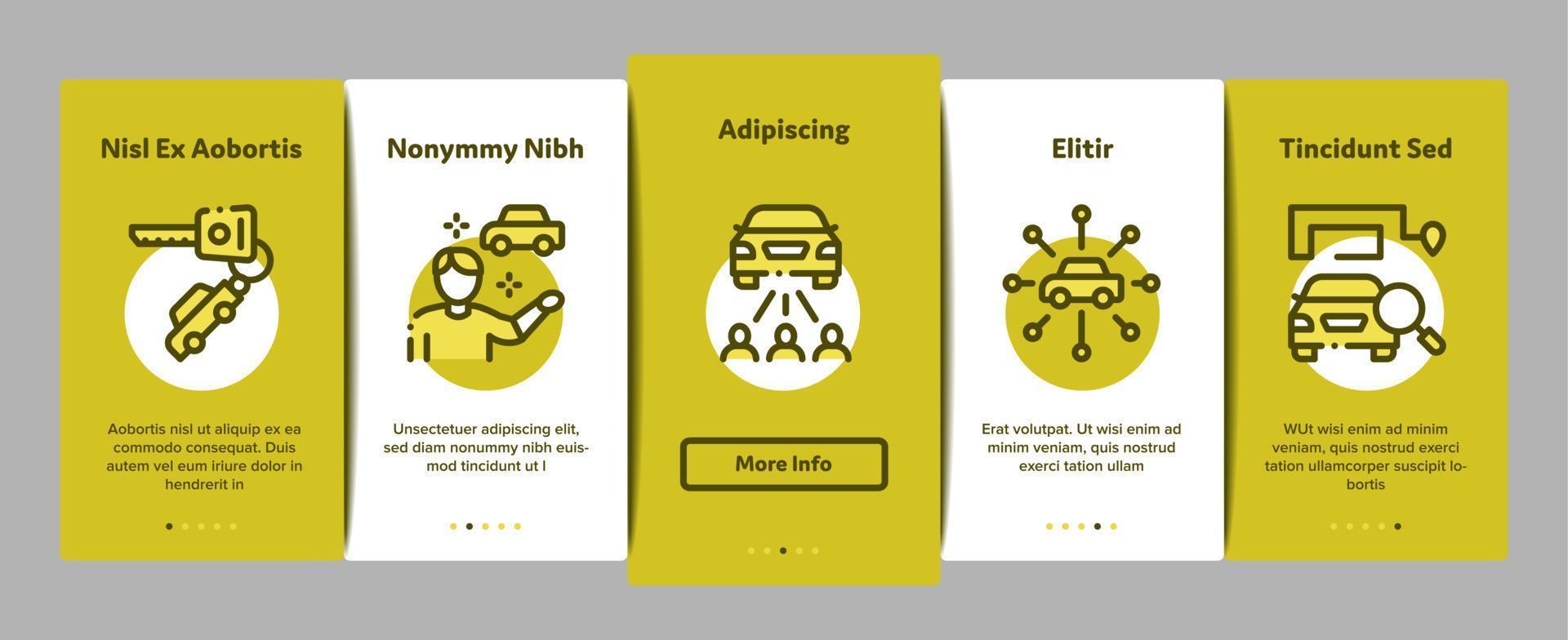 Car Sharing Business Onboarding Elements Icons Set Vector