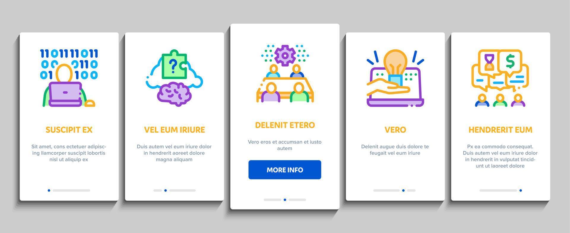 Hackathon Development Onboarding Elements Icons Set Vector