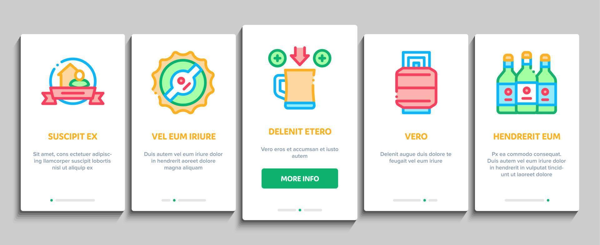 Home Brewing Beer Onboarding Elements Icons Set Vector