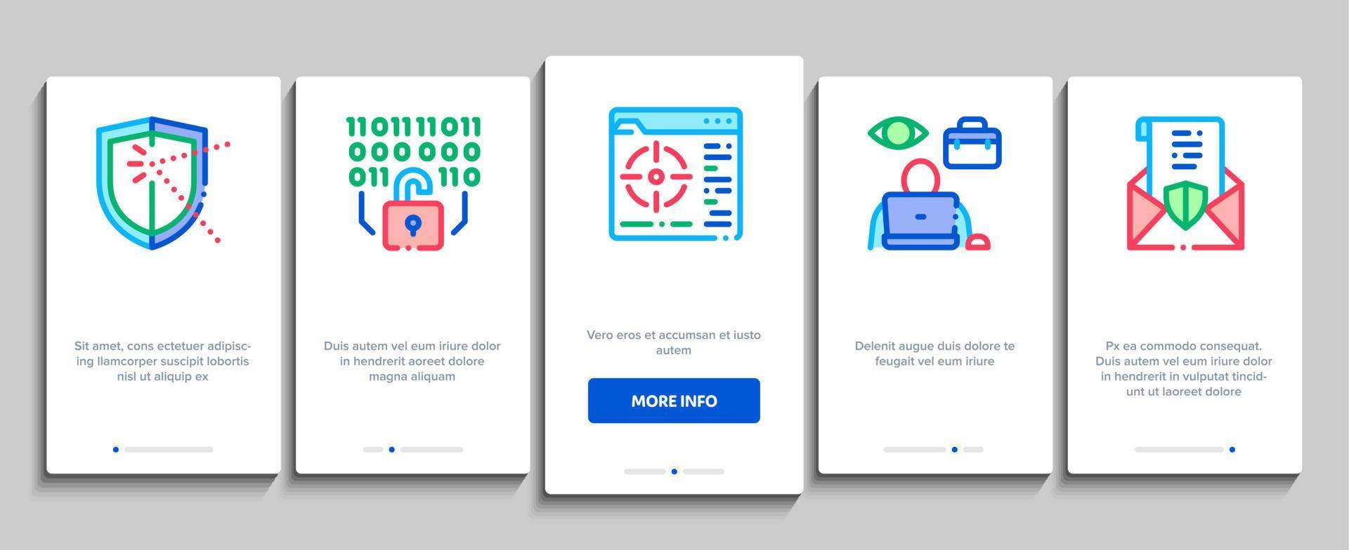 Pentesting Software Onboarding Elements Icons Set Vector
