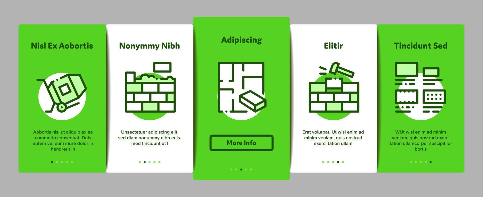 Bricklayer Industry Onboarding Elements Icons Set Vector