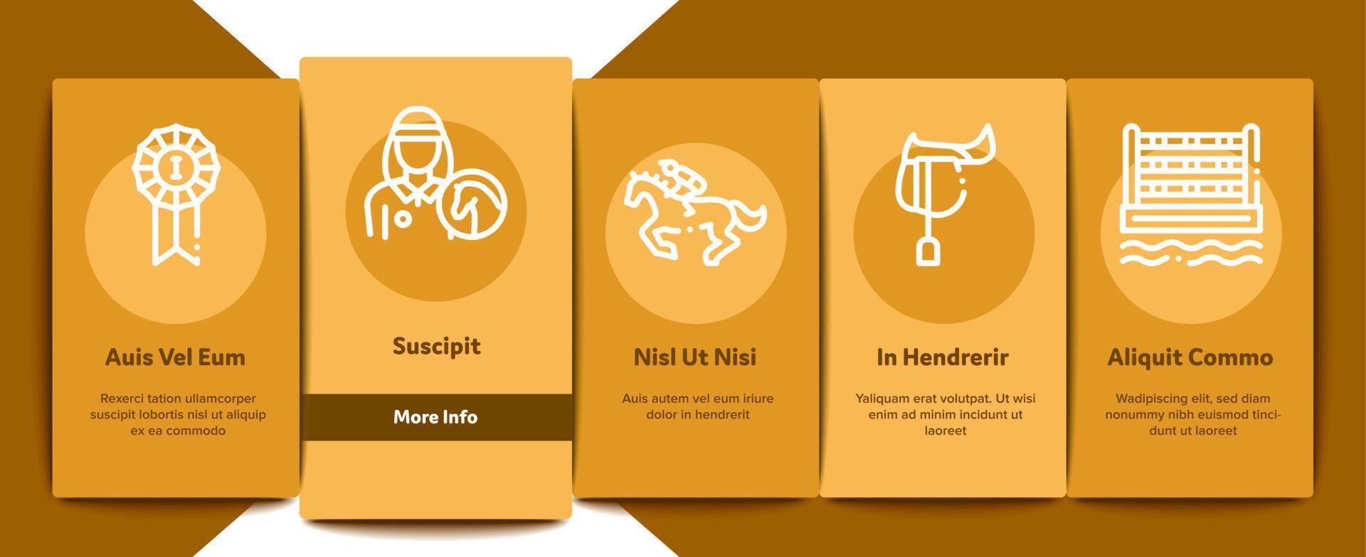 Equestrian Animal Onboarding Elements Icons Set Vector