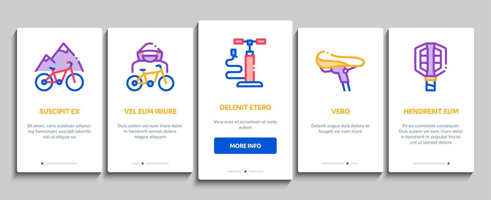 Bicycle Bike Details Onboarding Elements Icons Set Vector