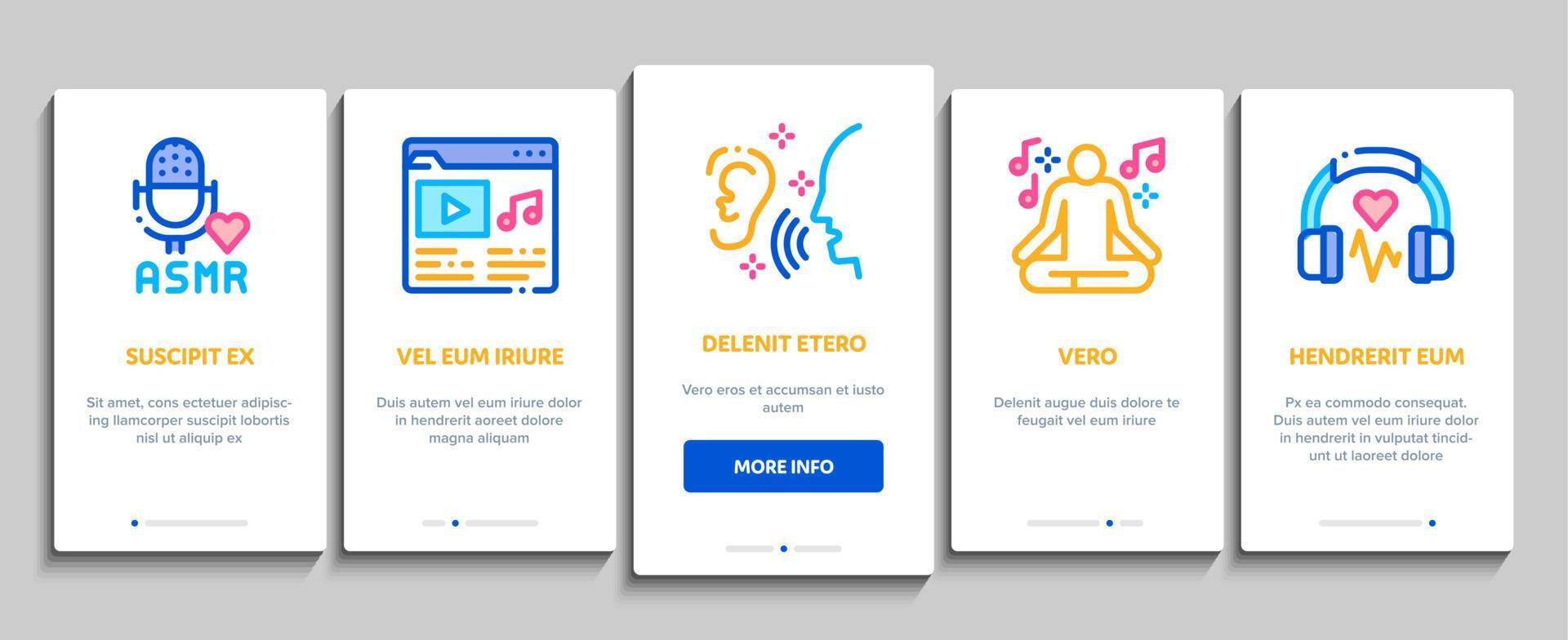 Asmr Sound Phenomenon Onboarding Elements Icons Set Vector