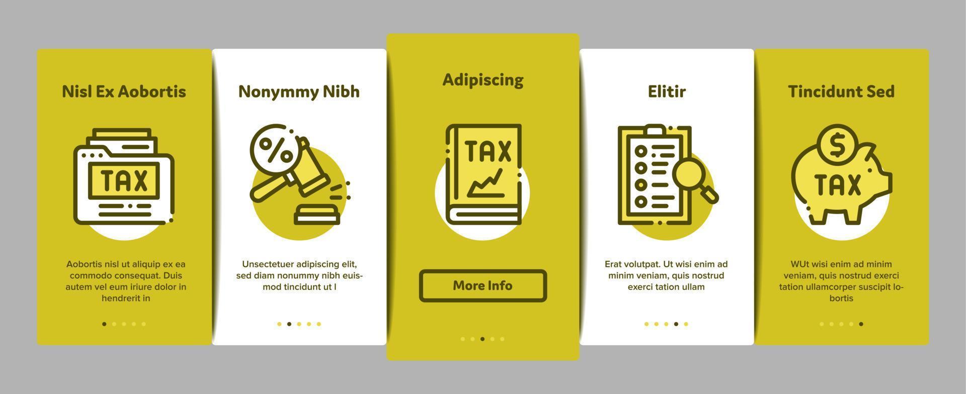 Tax System Finance Onboarding Elements Icons Set Vector