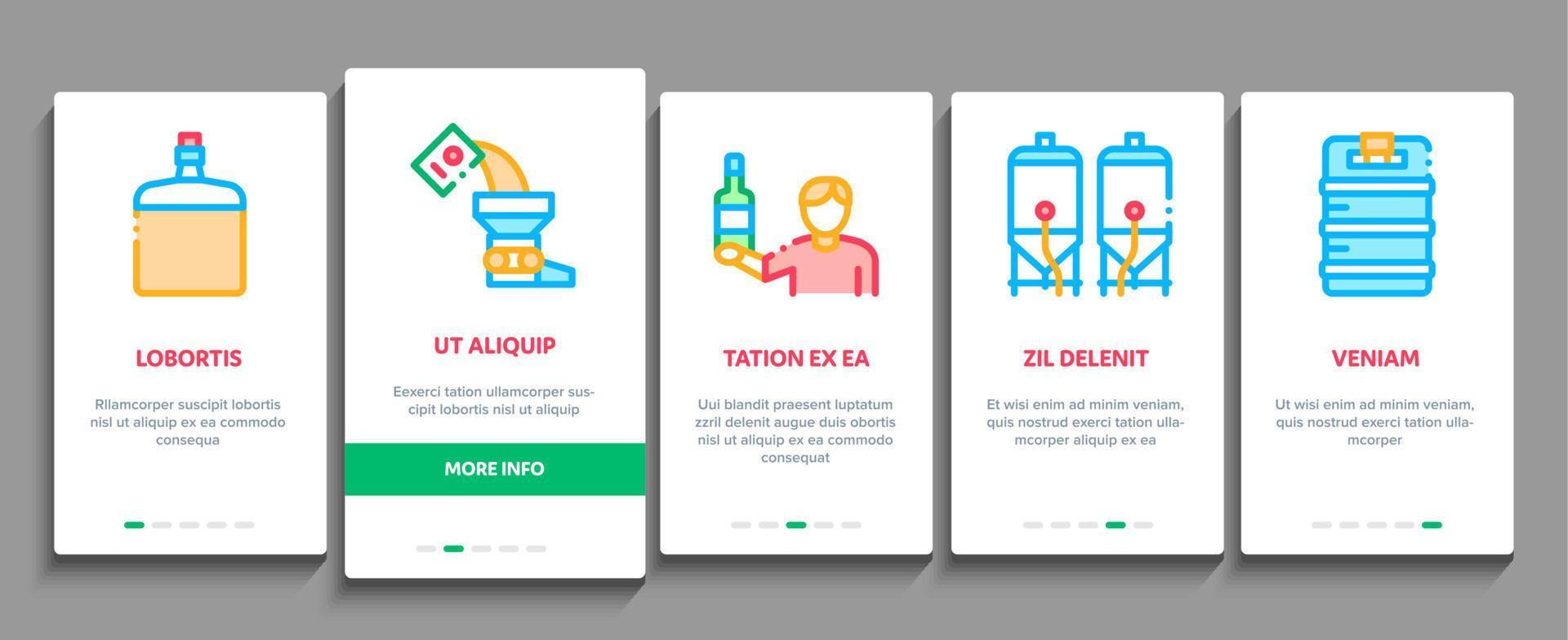 Home Brewing Beer Onboarding Elements Icons Set Vector