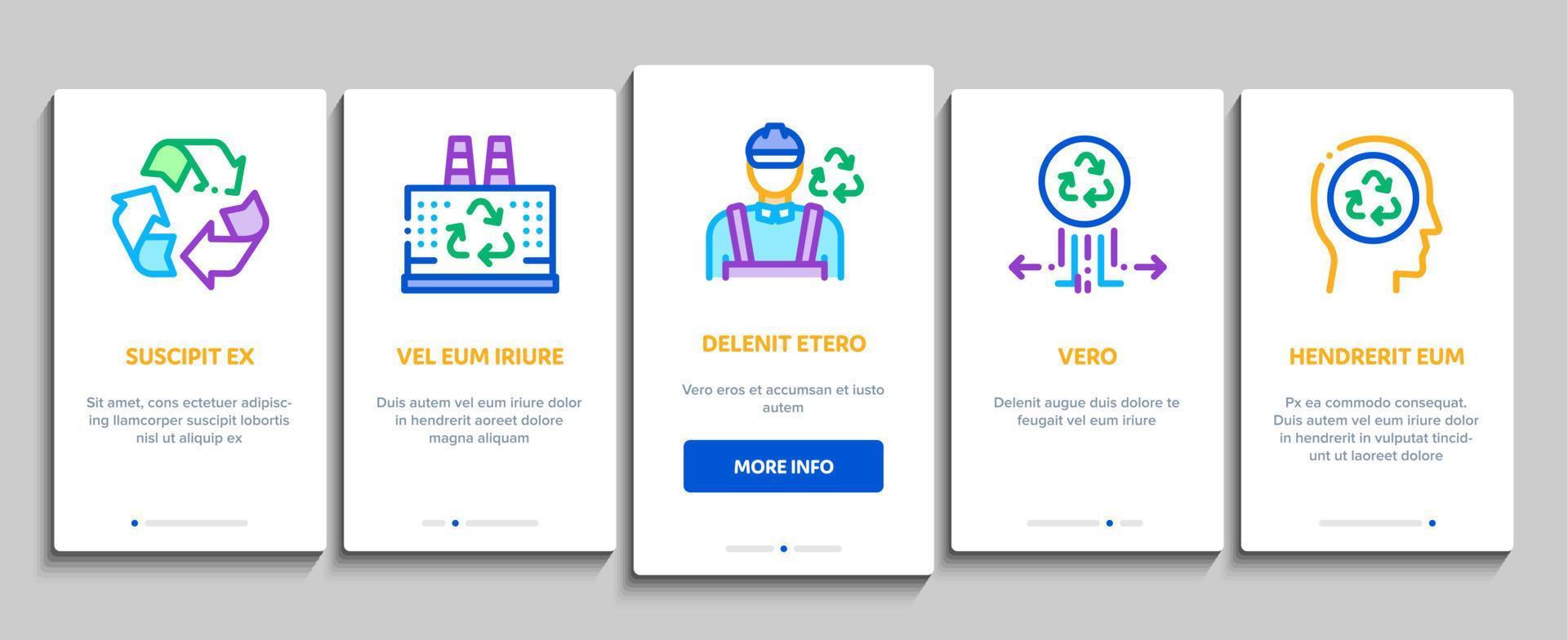 Recycle Factory Ecology Industry Onboarding Elements Icons Set Vector
