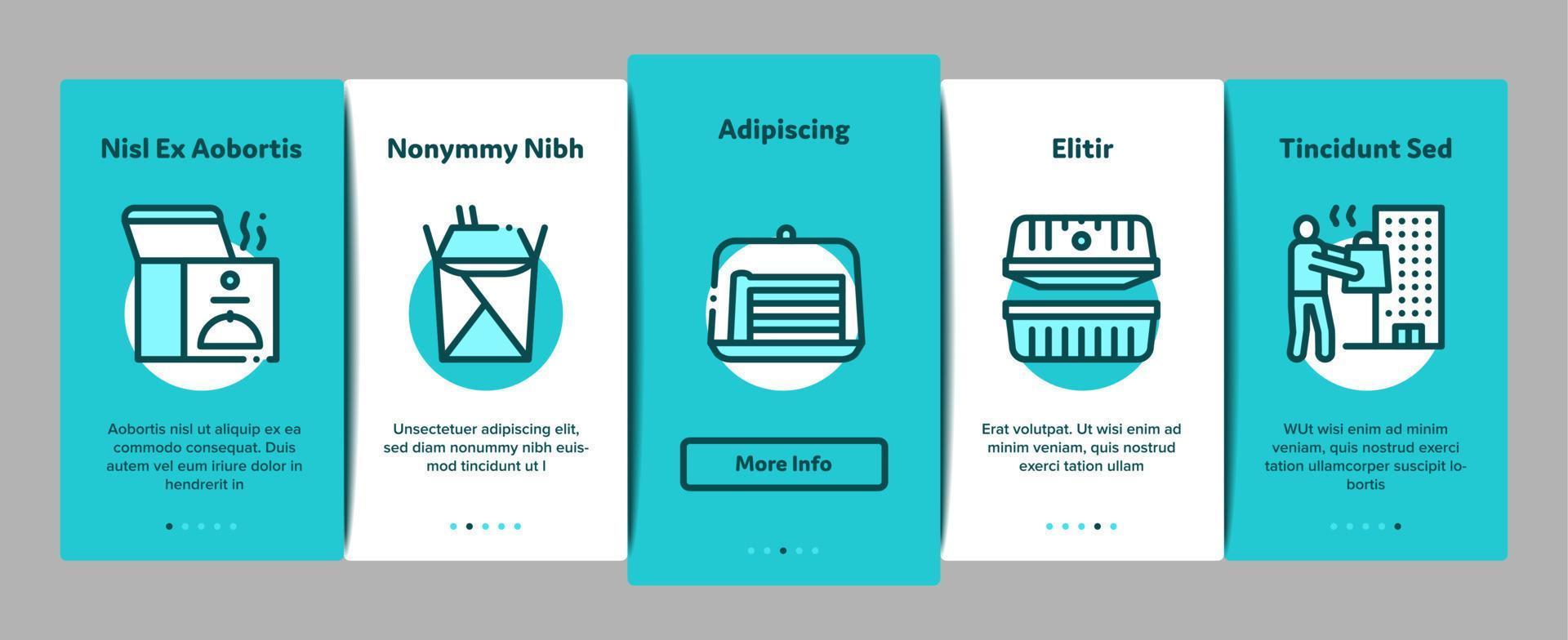 Take Away Food And Drink Delivery Onboarding Elements Icons Set Vector