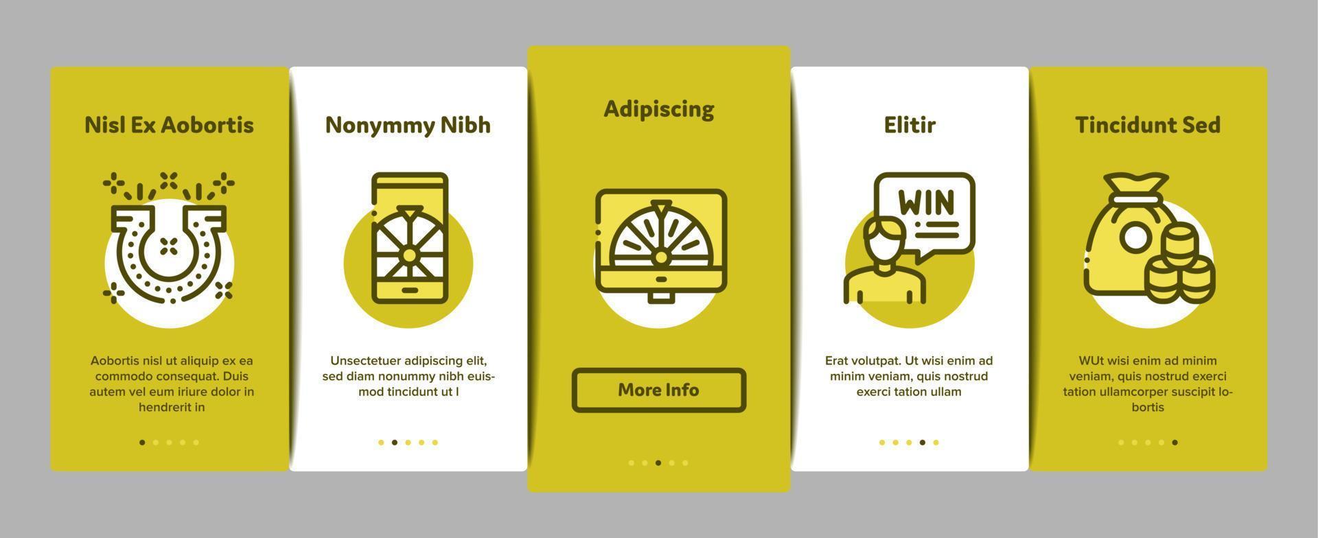 Lottery Gambling Game Onboarding Elements Icons Set Vector