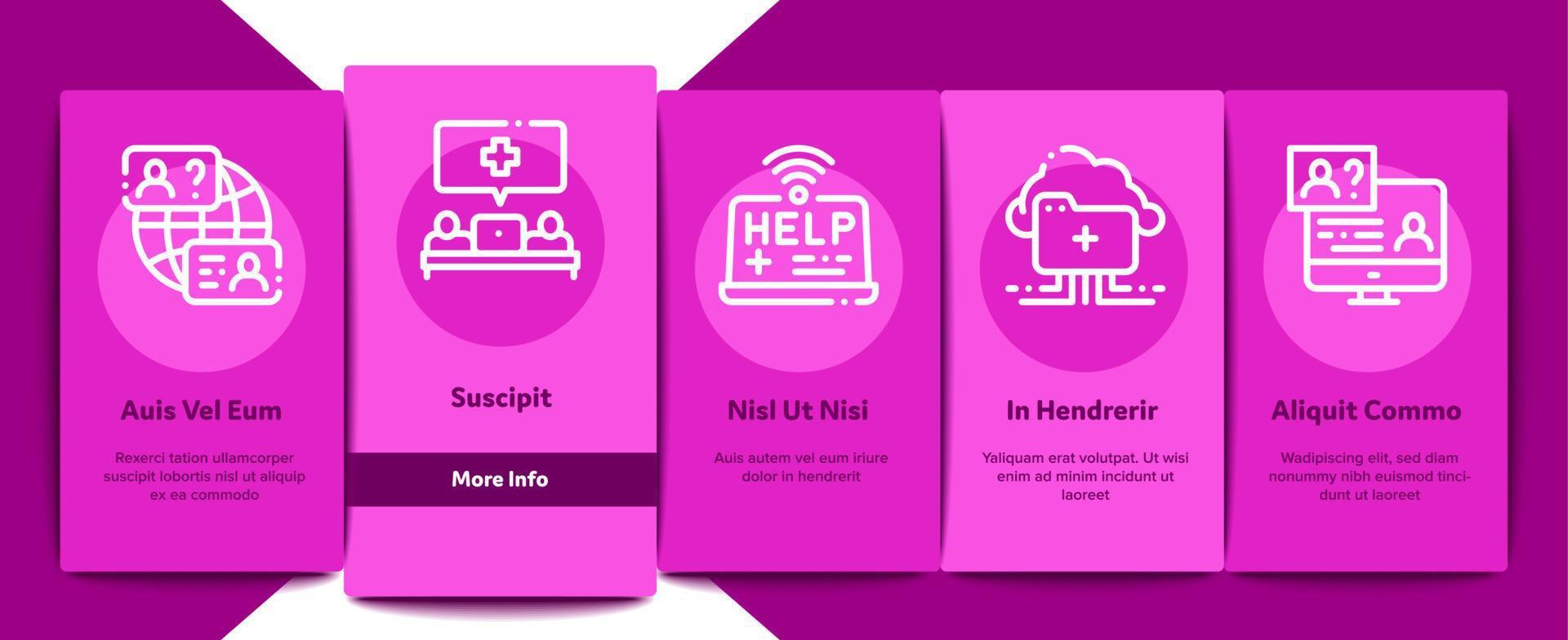 Online Doctor Advice Onboarding Elements Icons Set Vector