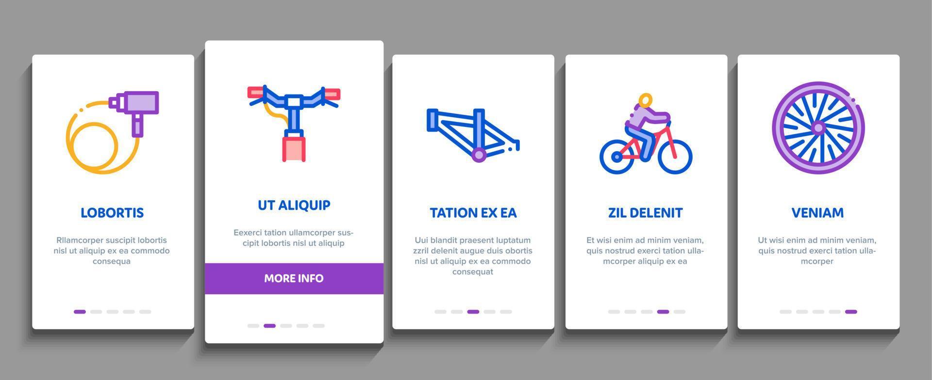 Bicycle Bike Details Onboarding Elements Icons Set Vector
