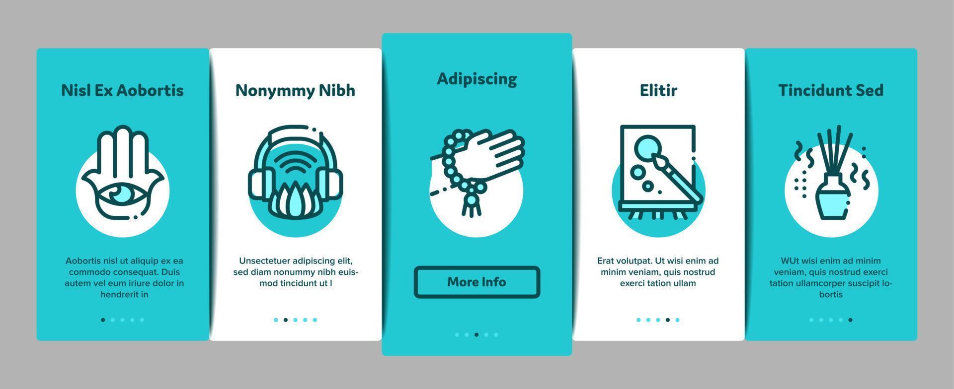 Meditation Practice Onboarding Elements Icons Set Vector