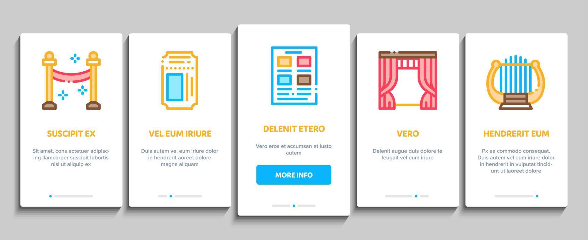 Theatre Equipment Onboarding Elements Icons Set Vector